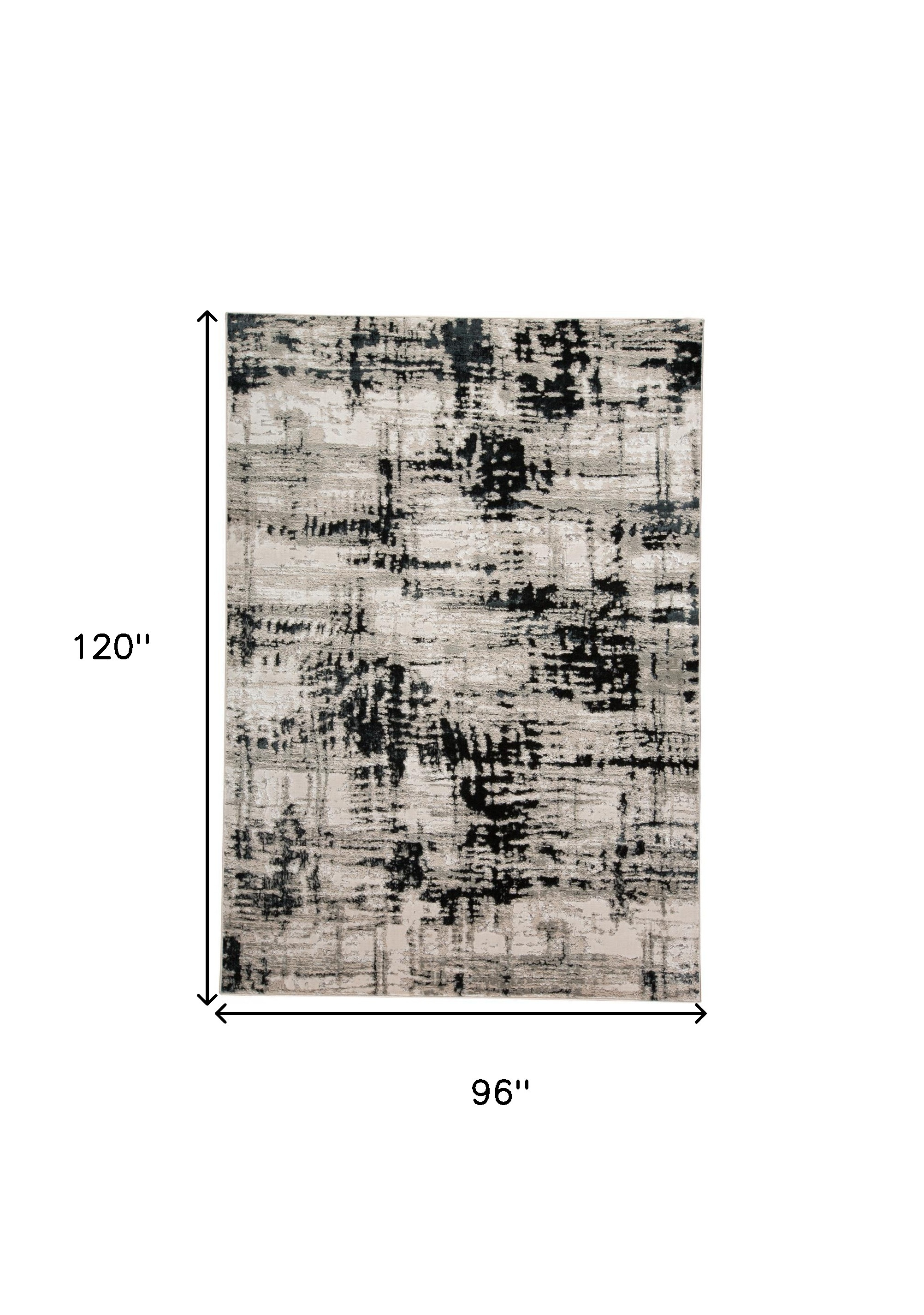 8" X 10" Black White And Gray Area Rug