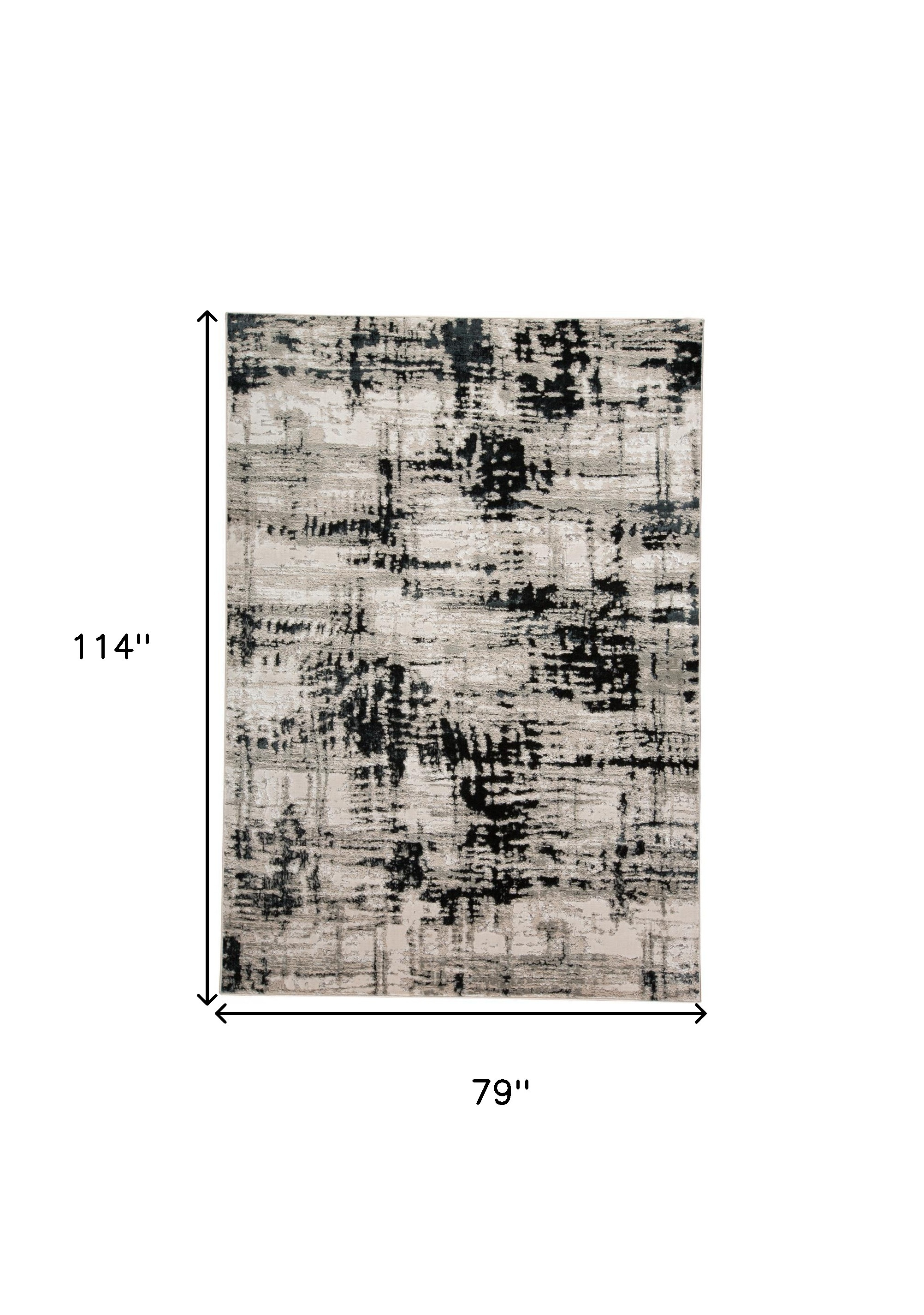 7" X 10" Black White And Gray Stain Resistant Area Rug