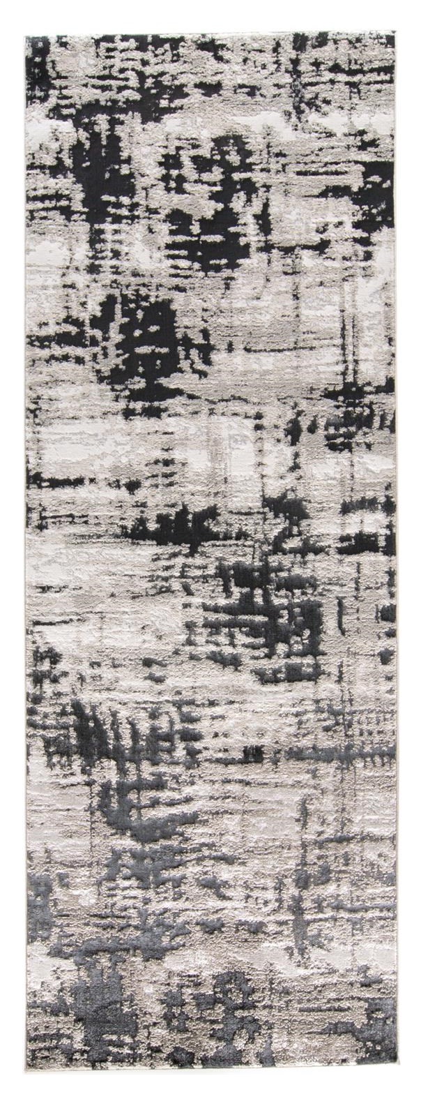 8" Black White And Gray Runner Rug