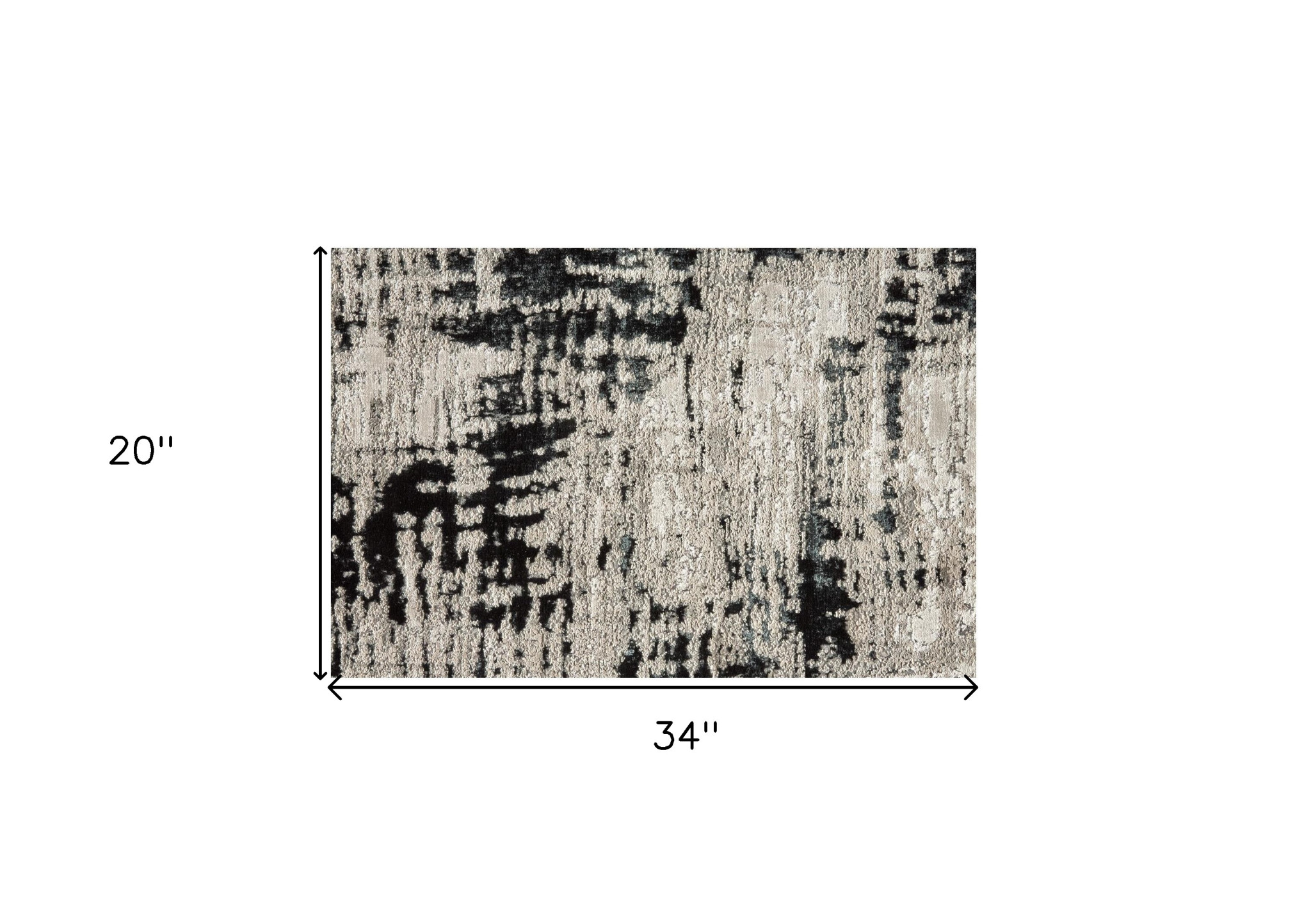 2" X 3" Black White And Gray Stain Resistant Area Rug