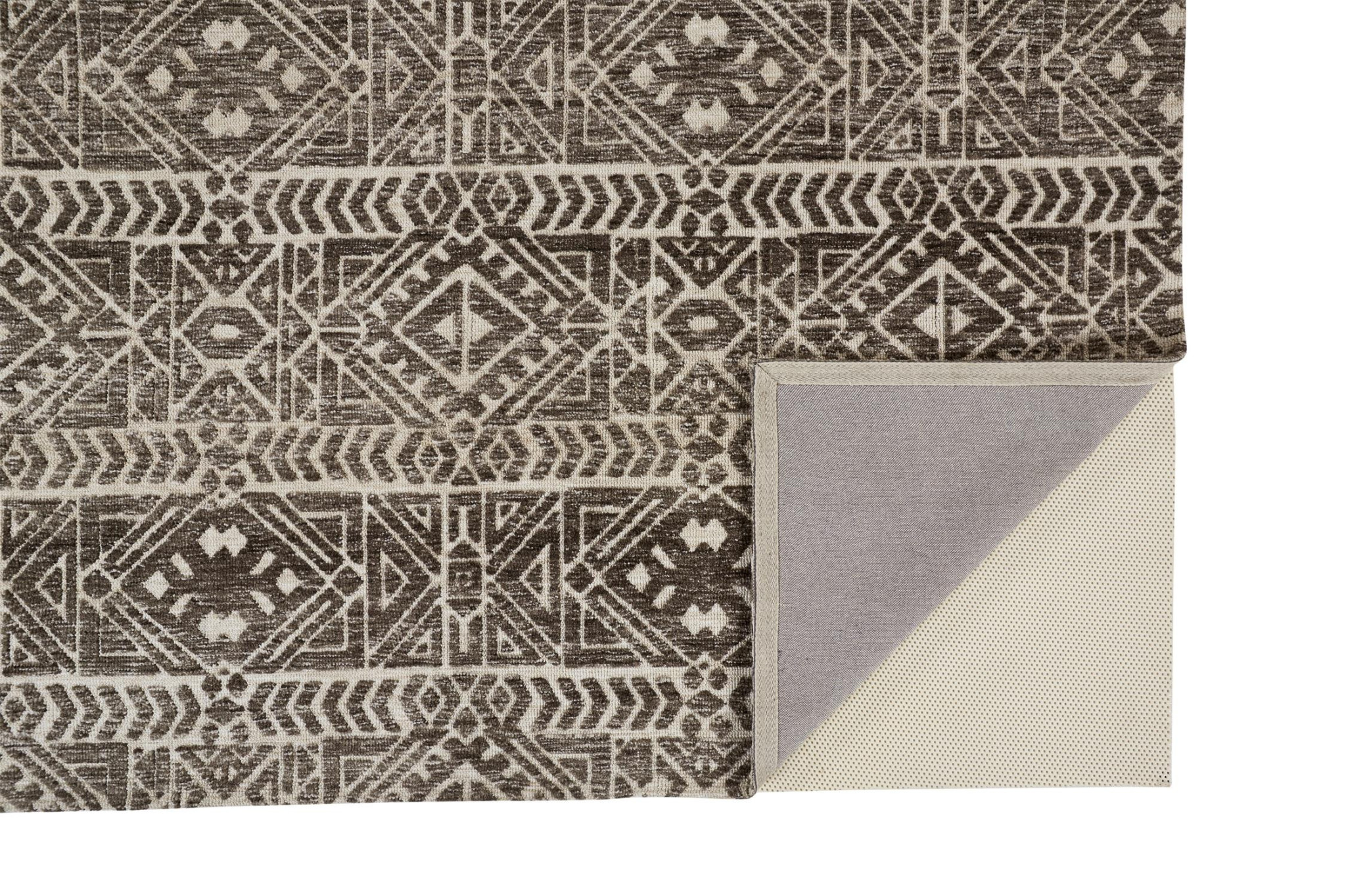 4 X 6 Brown Taupe And Ivory Striped Stain Resistant Area Rug