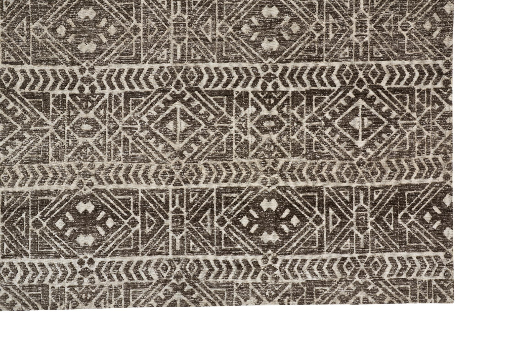 4 X 6 Brown Taupe And Ivory Striped Stain Resistant Area Rug