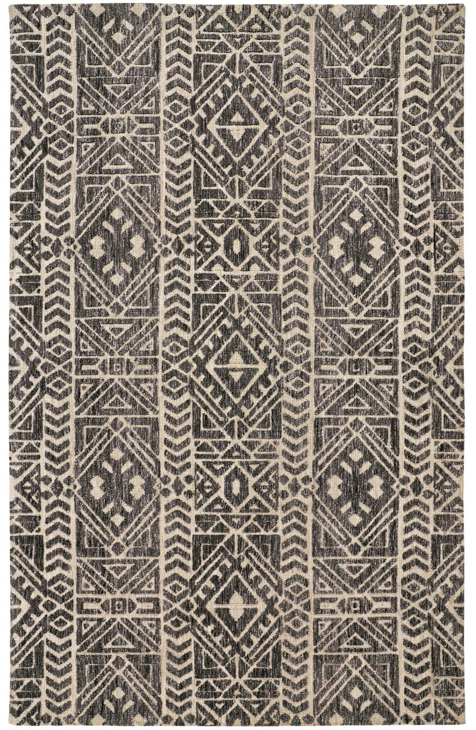 4 X 6 gray Black And Ivory Striped Stain Resistant Area Rug