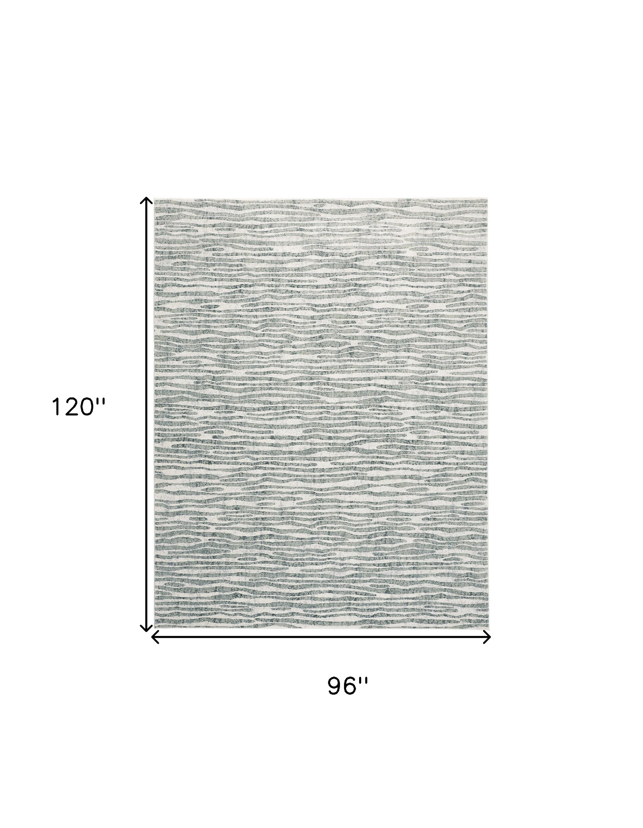 8" X 10" Gray and Ivory Striped Distressed Non Skid Area Rug