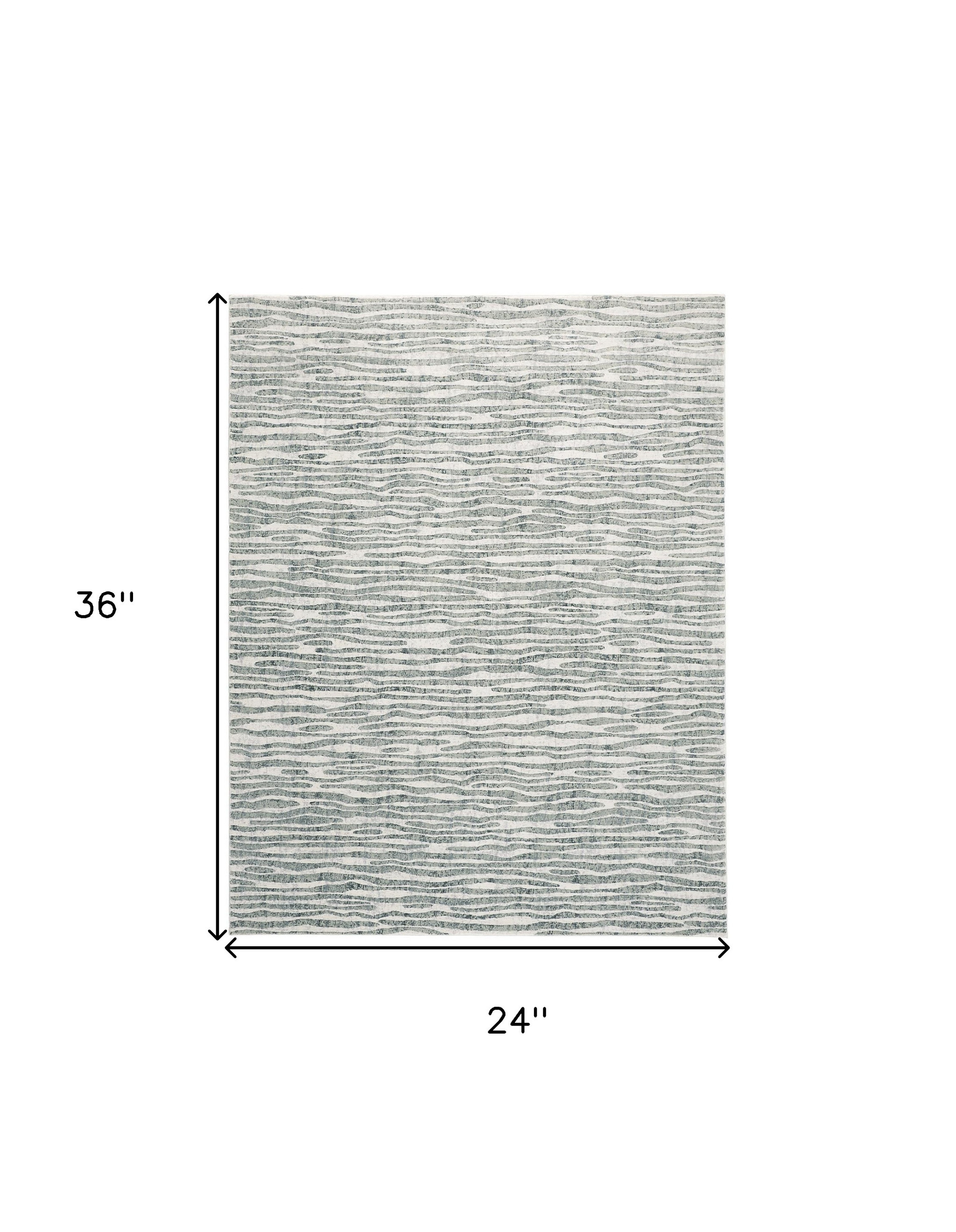 2" X 3" Gray Green And Ivory Striped Distressed Stain Resistant Area Rug