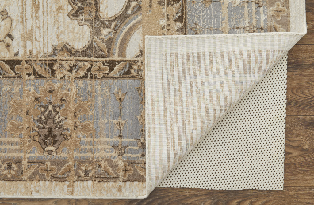 8" X 10" Tan Brown And Gray Power Loom Distressed Area Rug