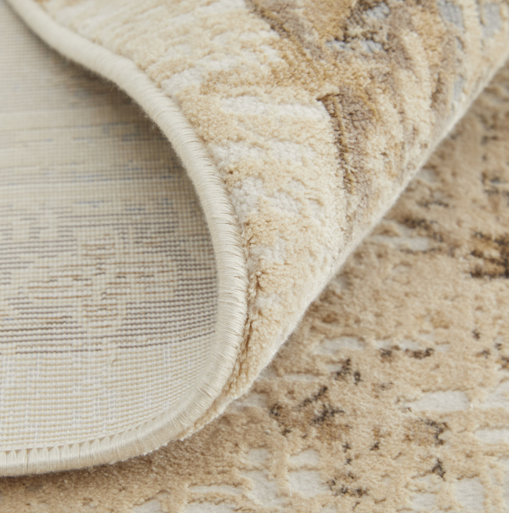 8" X 10" Tan Brown And Gray Power Loom Distressed Area Rug