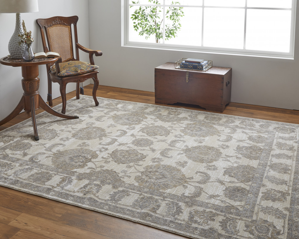 2" X 3" Tan Ivory And Brown Power Loom Area Rug