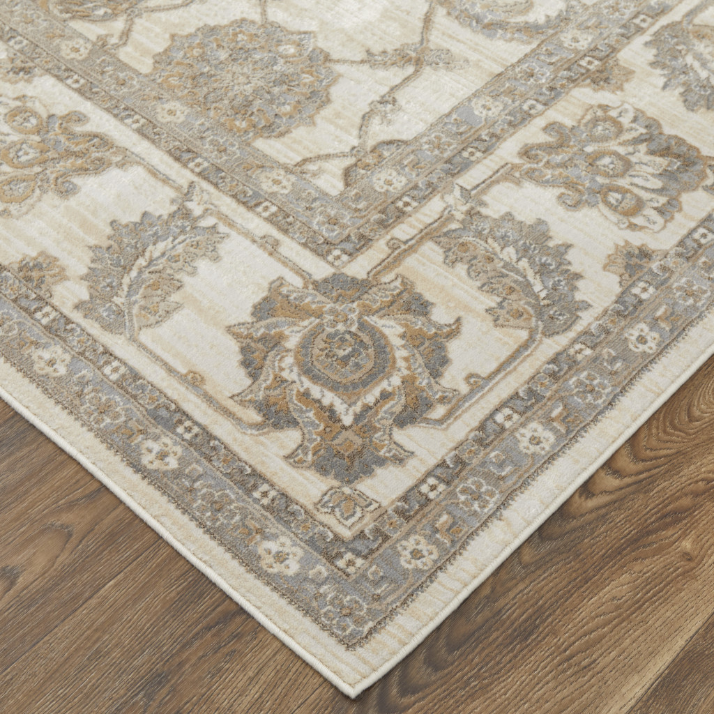 2" X 3" Tan Ivory And Brown Power Loom Area Rug