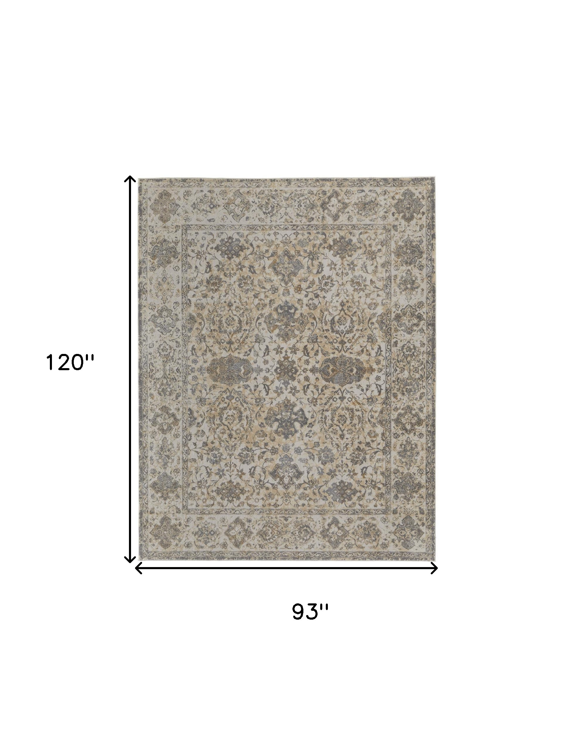 8" X 10" Ivory Tan And Gray Power Loom Area Rug