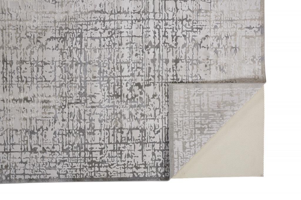 2" X 3" Gray And Ivory Abstract Stain Resistant Area Rug