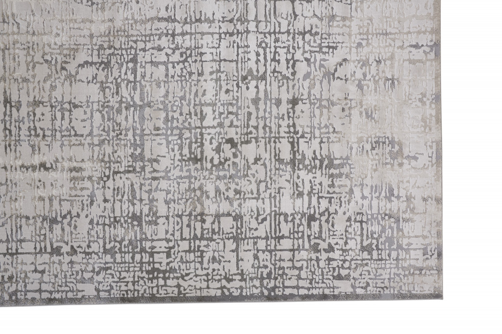 2" X 3" Gray And Ivory Abstract Stain Resistant Area Rug