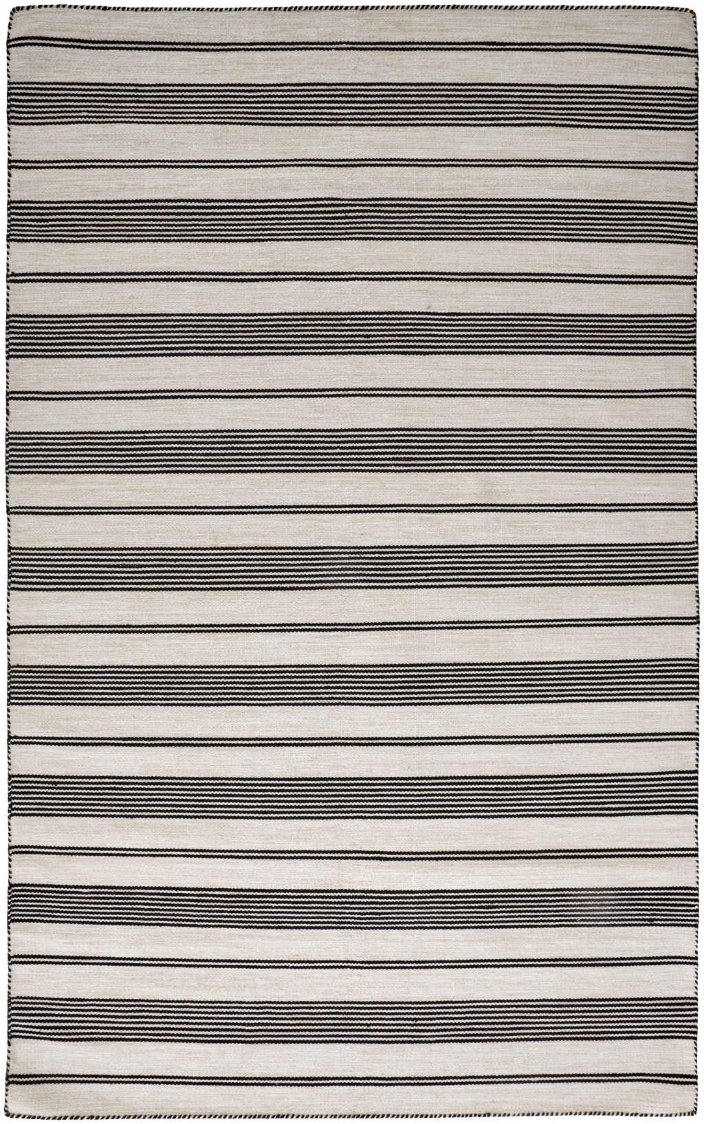2 X 3 Black And White Striped Dhurrie Hand Woven Stain Resistant Area Rug