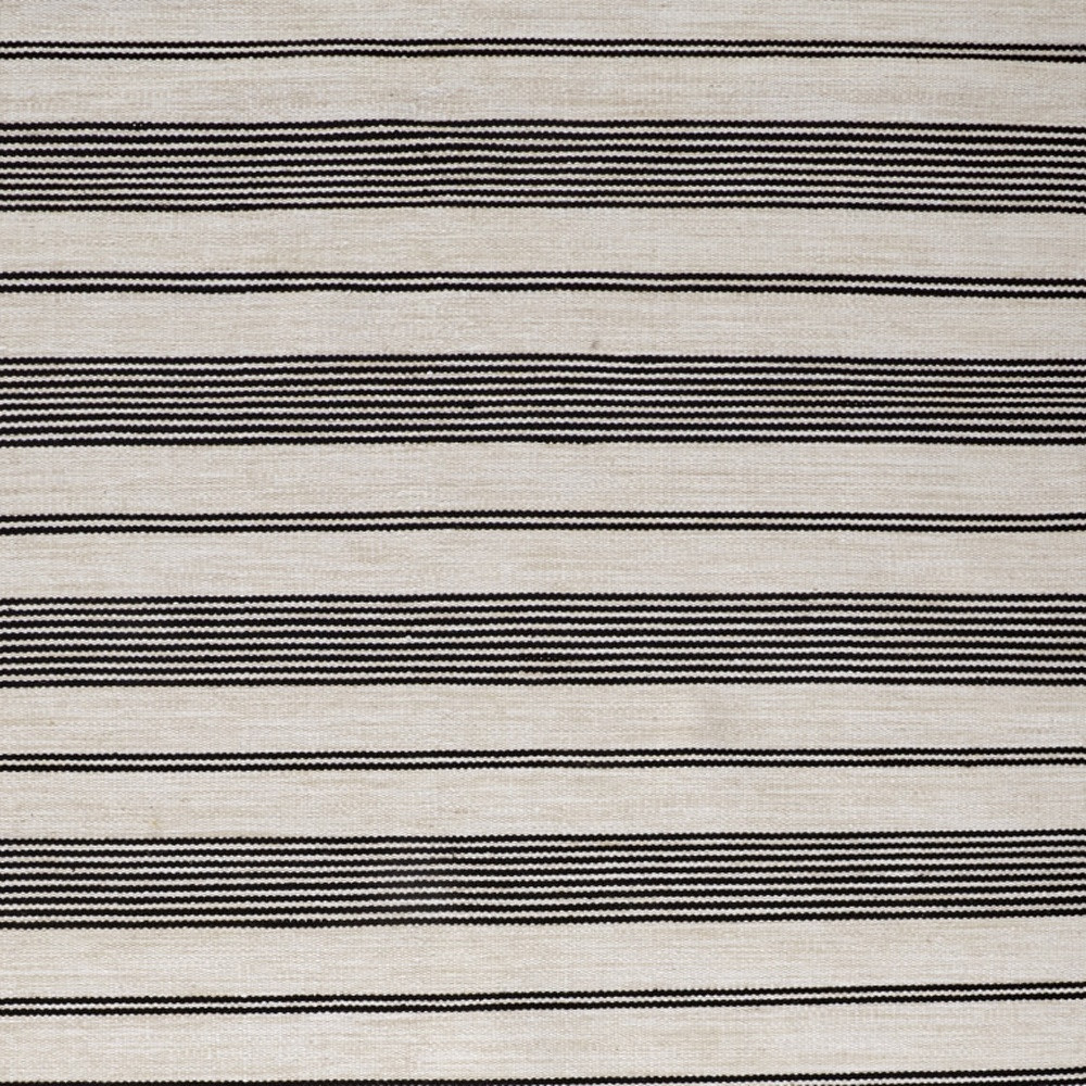 2" X 3" Black And White Striped Dhurrie Hand Woven Stain Resistant Area Rug