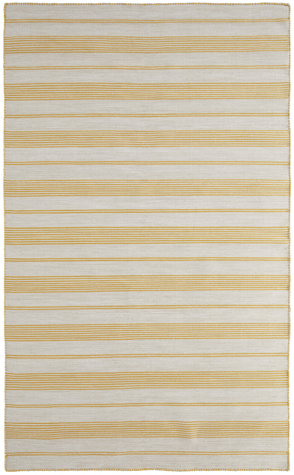 2 X 3 Yellow And Ivory Striped Dhurrie Hand Woven Stain Resistant Area Rug