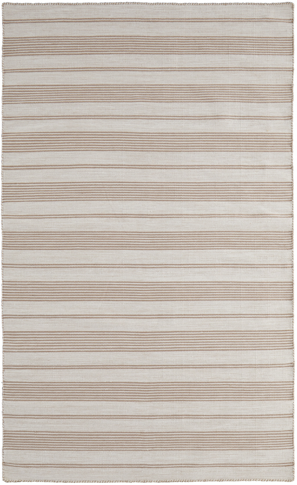 2 X 3 Ivory And Taupe Striped Dhurrie Hand Woven Stain Resistant Area Rug