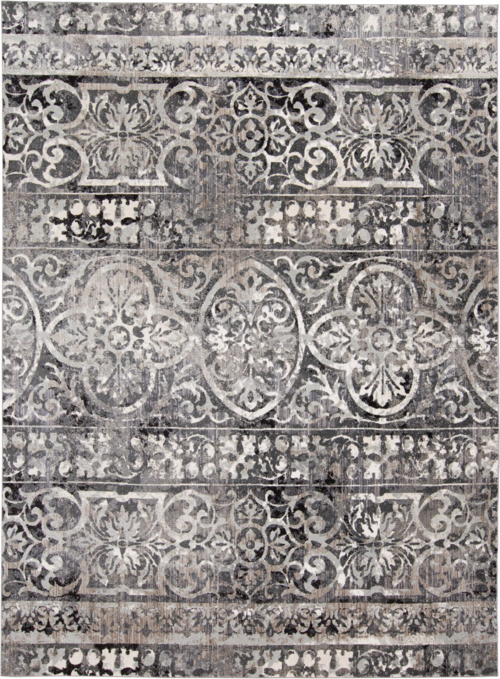 2" X 3" Gray Ivory And Taupe Abstract Stain Resistant Area Rug