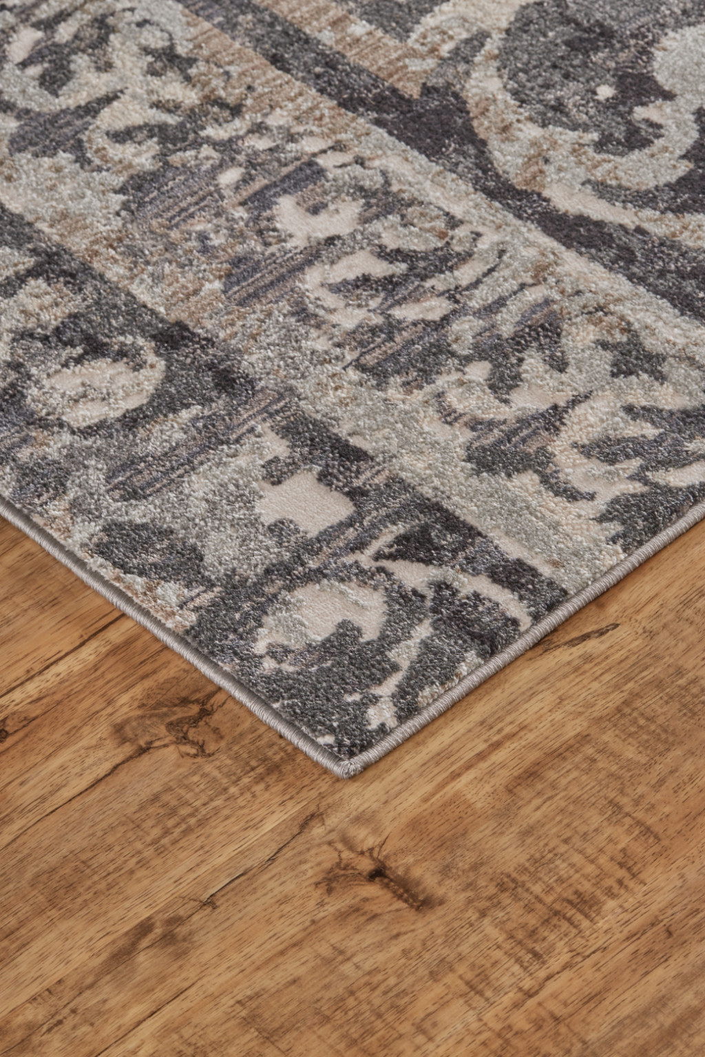 2" X 3" Gray Ivory And Taupe Abstract Stain Resistant Area Rug