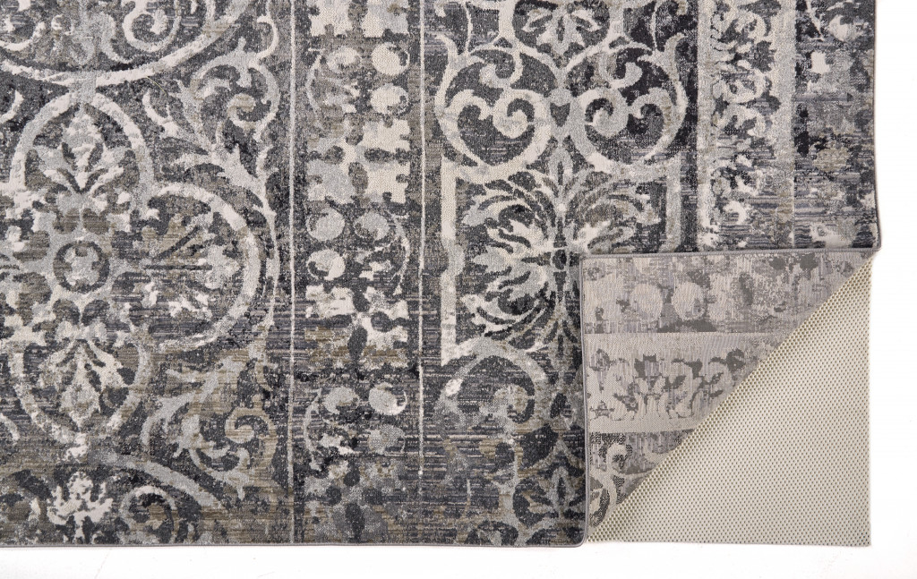 2" X 3" Gray Ivory And Taupe Abstract Stain Resistant Area Rug
