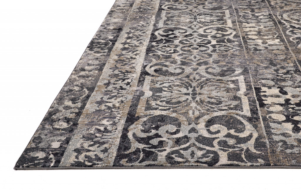 2" X 3" Gray Ivory And Taupe Abstract Stain Resistant Area Rug