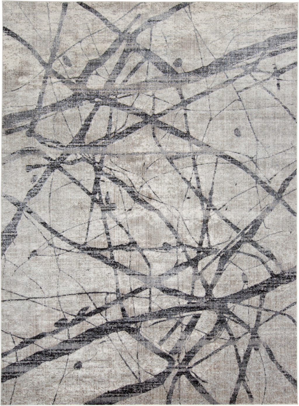 2 X 3 Taupe gray And Ivory Abstract Stain Resistant Area Rug