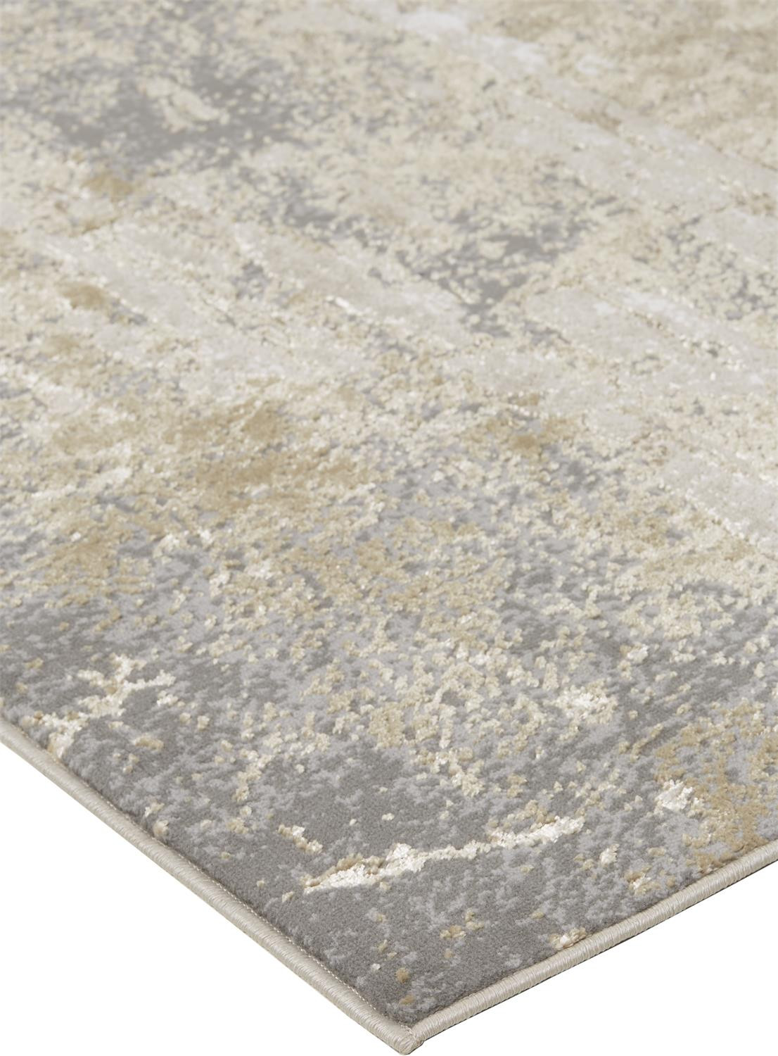 2" X 3" Ivory Gold And Gray Abstract Stain Resistant Area Rug