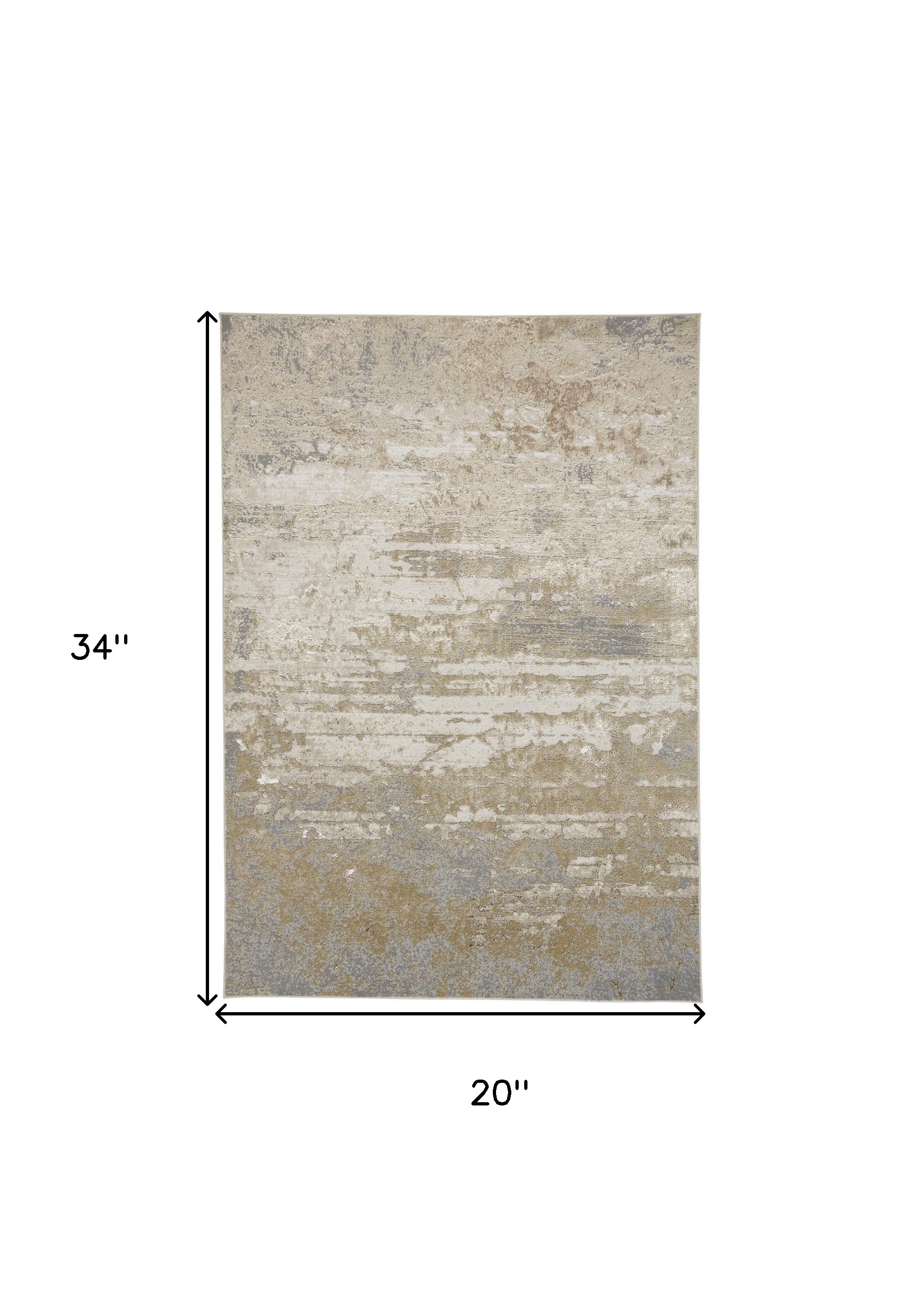 2" X 3" Ivory Gold And Gray Abstract Stain Resistant Area Rug