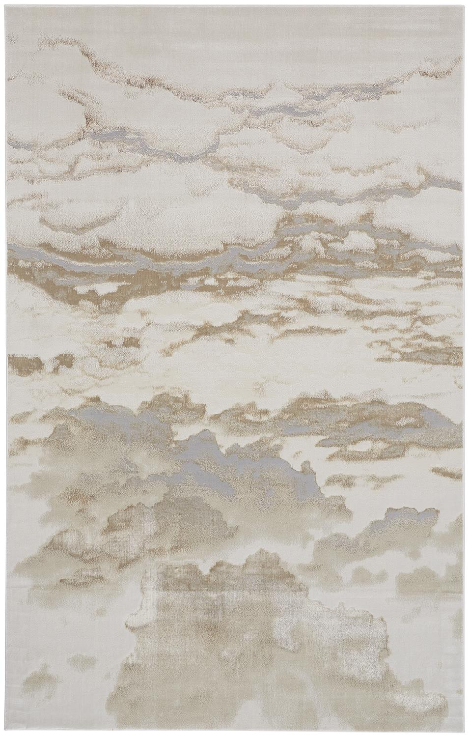 2 X 3 Ivory Tan And gray Abstract Stain Resistant Area Rug