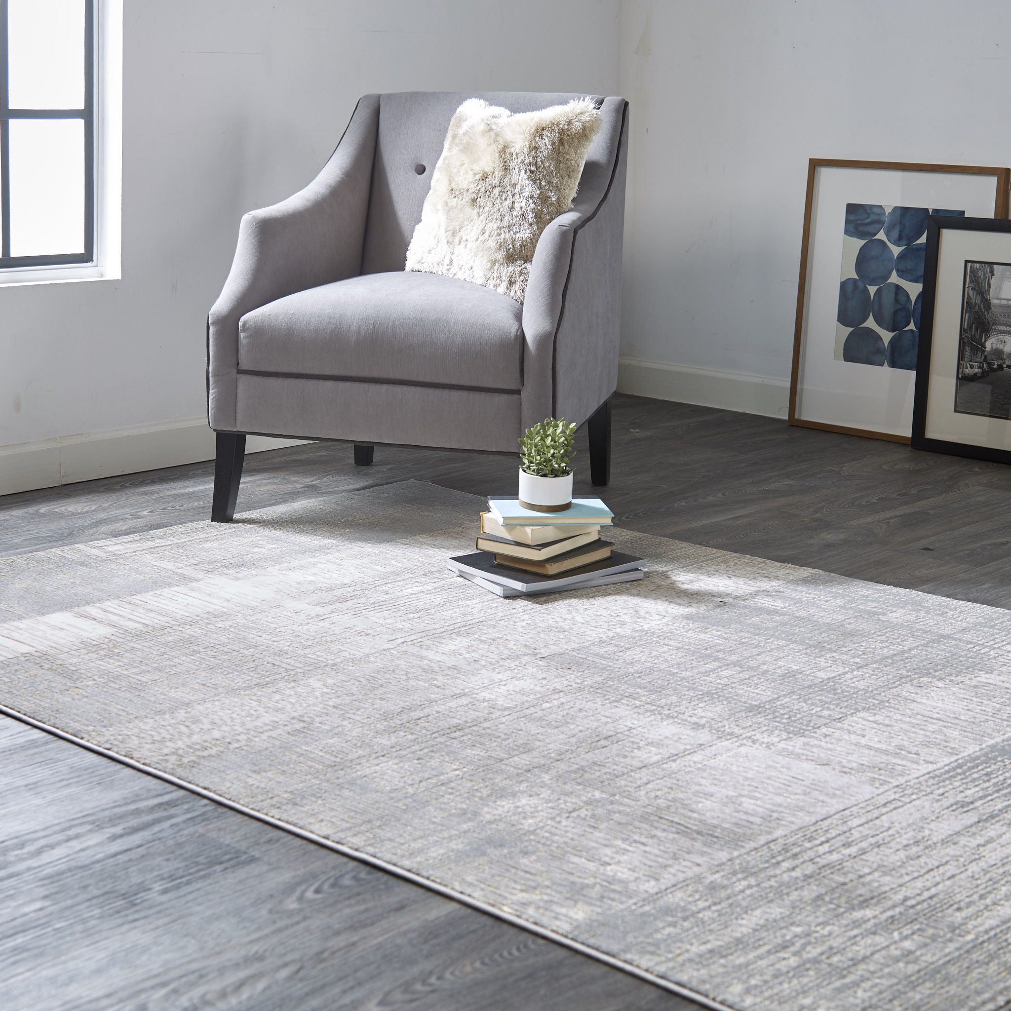 2" X 3" Gray And Ivory Abstract Stain Resistant Area Rug