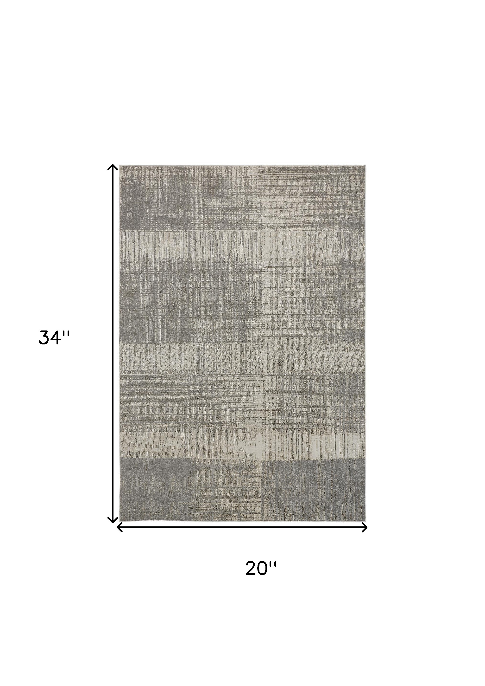 2" X 3" Gray And Ivory Abstract Stain Resistant Area Rug