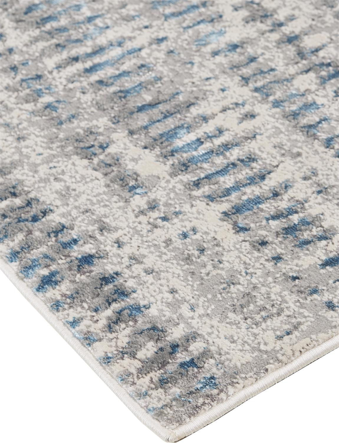 2" X 3" Blue Gray And Ivory Abstract Stain Resistant Area Rug