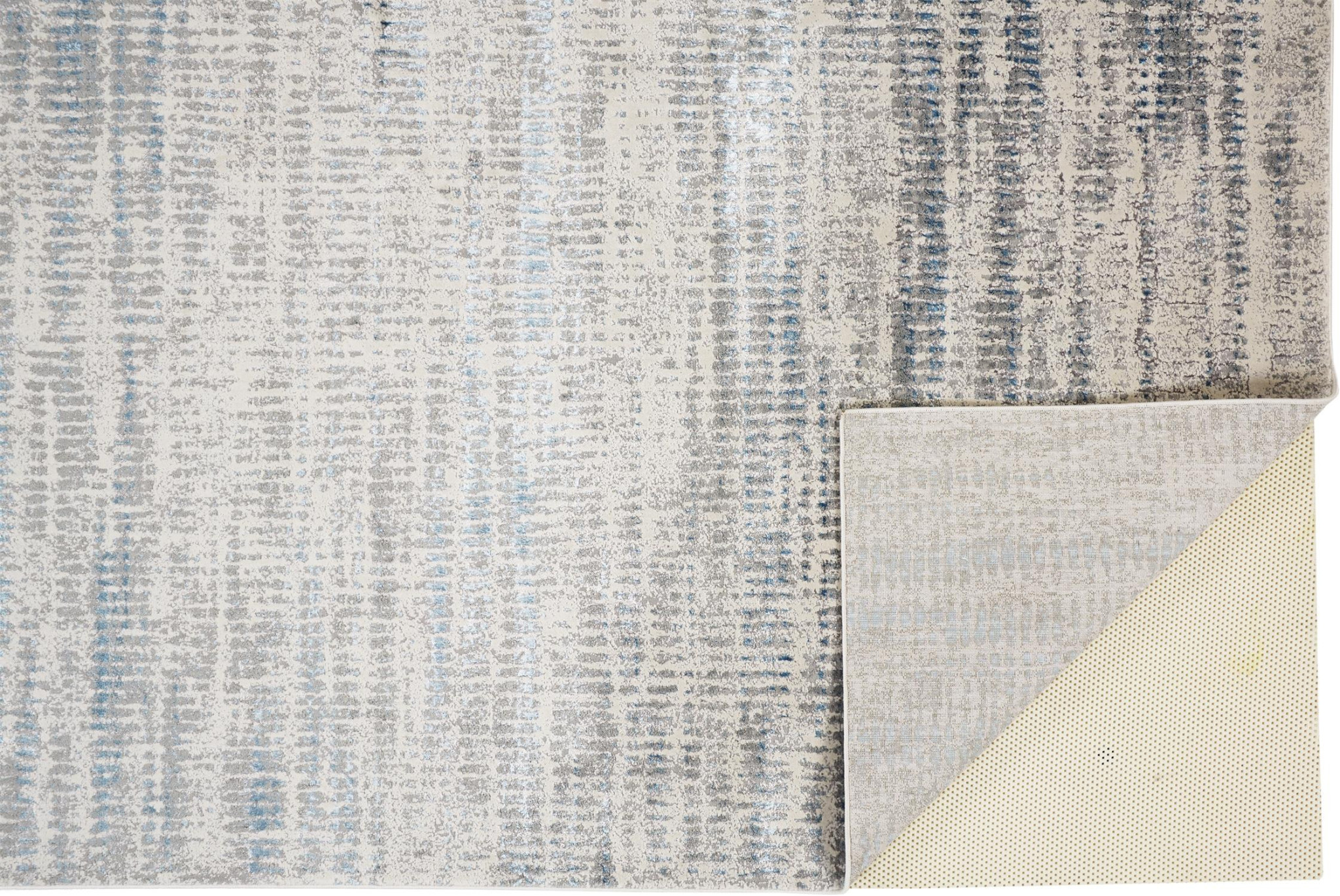 2" X 3" Blue Gray And Ivory Abstract Stain Resistant Area Rug