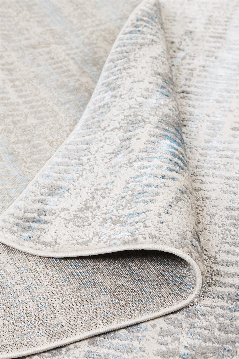 2" X 3" Blue Gray And Ivory Abstract Stain Resistant Area Rug