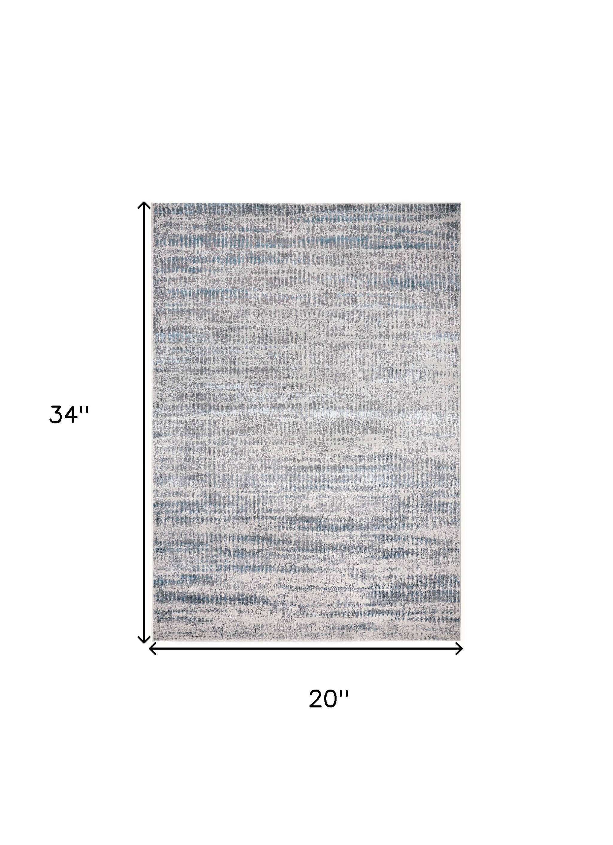 2" X 3" Blue Gray And Ivory Abstract Stain Resistant Area Rug