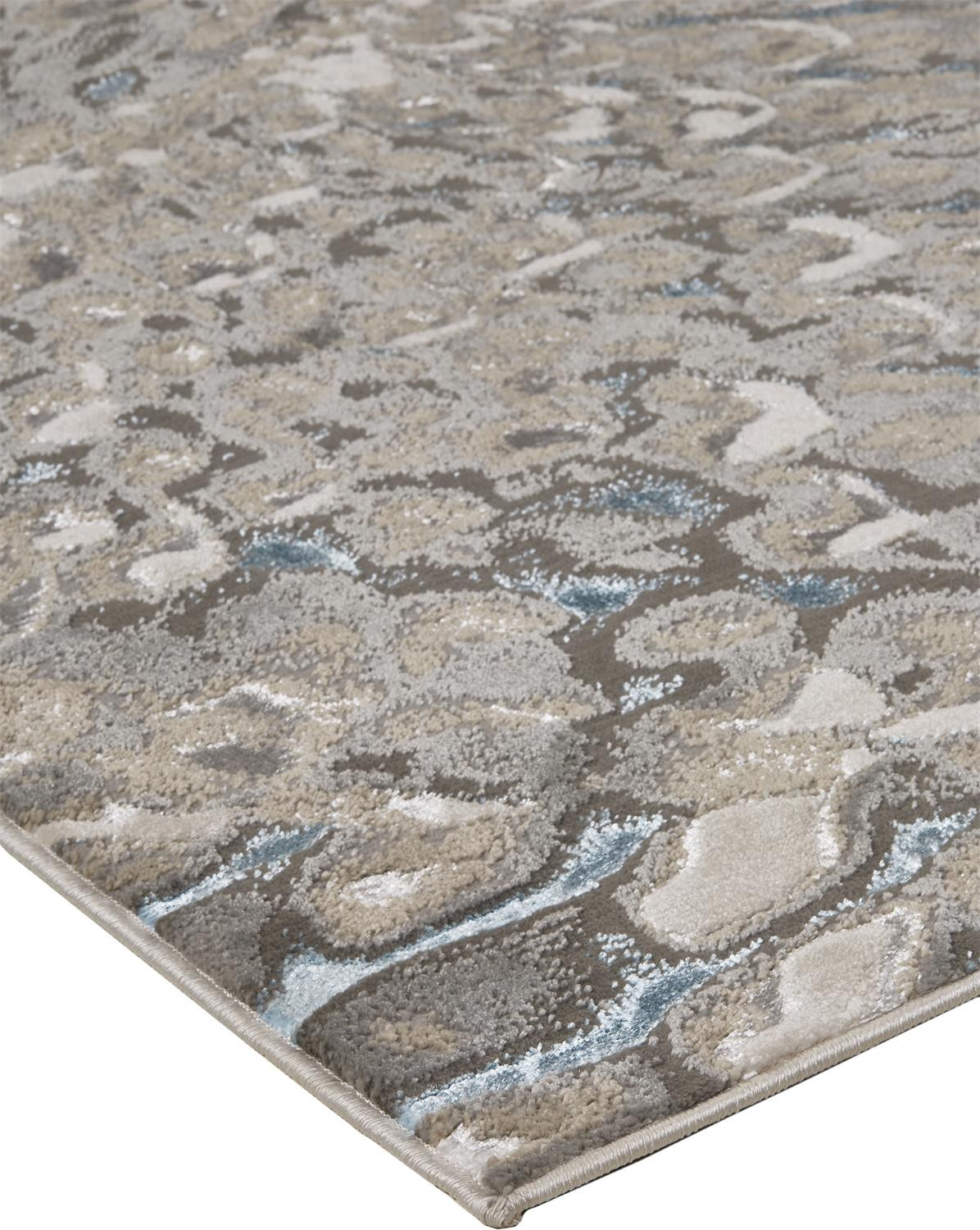 2 X 3 Blue Silver And gray geometric Stain Resistant Area Rug