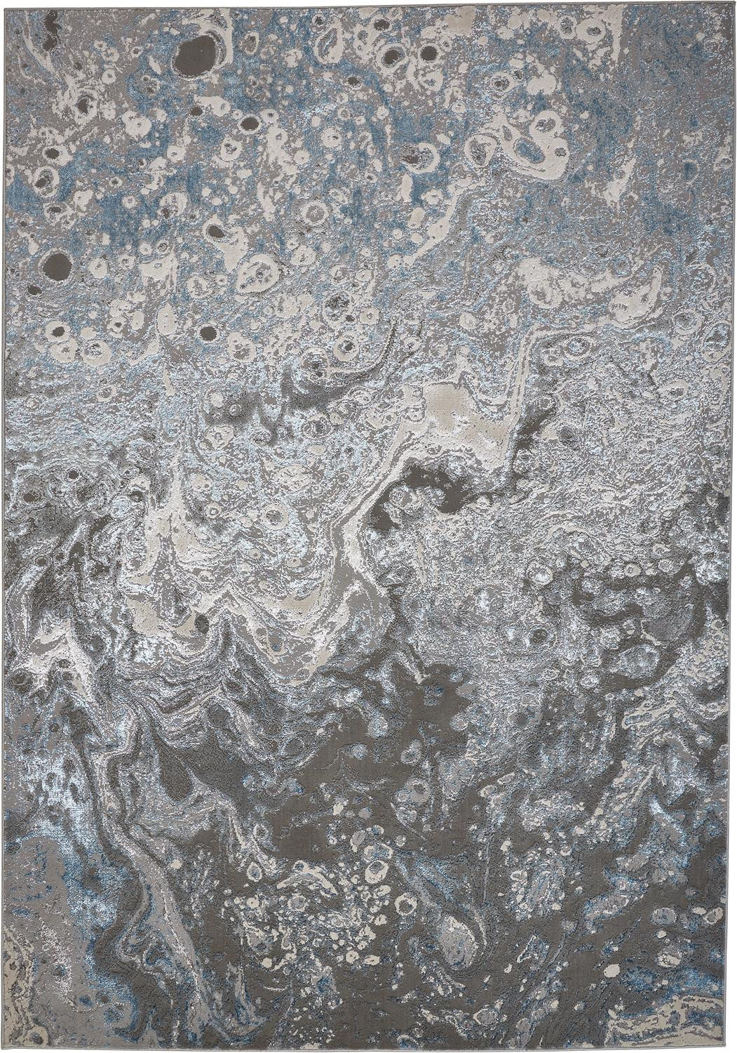2" X 3" Blue and Gray Abstract Power Loom Area Rug