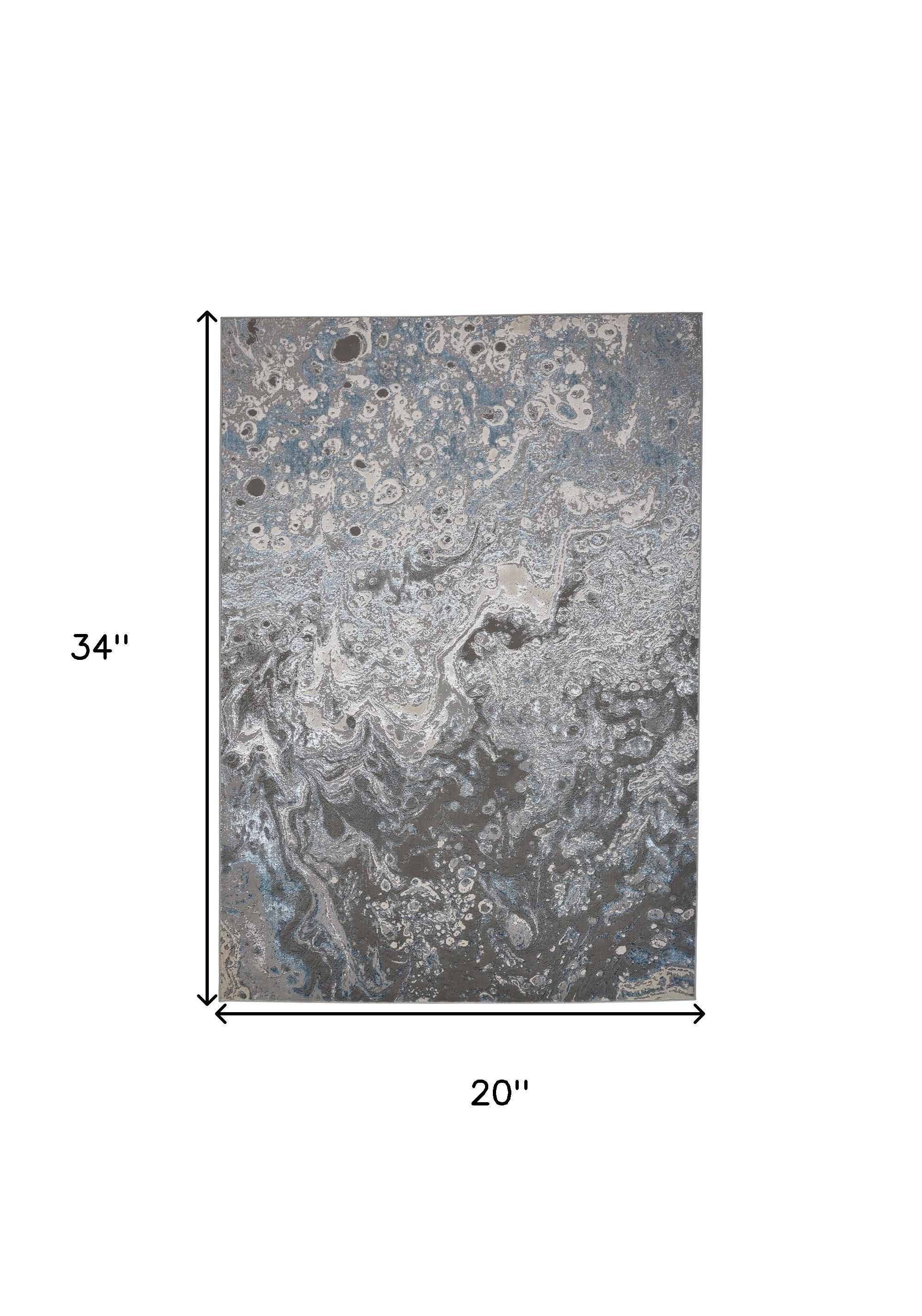 2" X 3" Blue and Gray Abstract Power Loom Area Rug