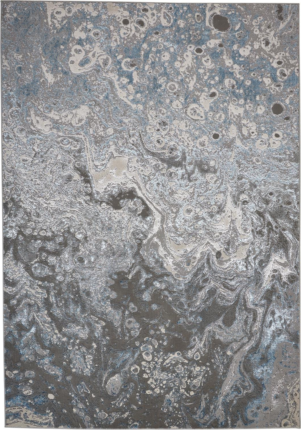 2" X 3" Blue and Gray Abstract Power Loom Area Rug