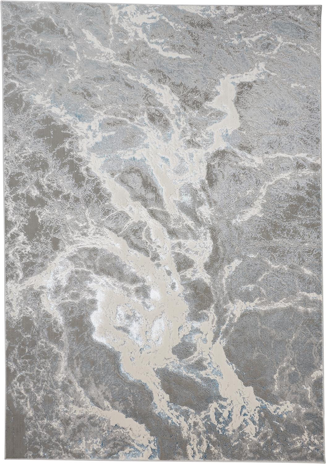 2" X 3" Gray and Ivory Abstract Power Loom Area Rug