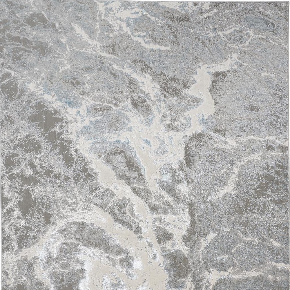 2" X 3" Gray and Ivory Abstract Power Loom Area Rug