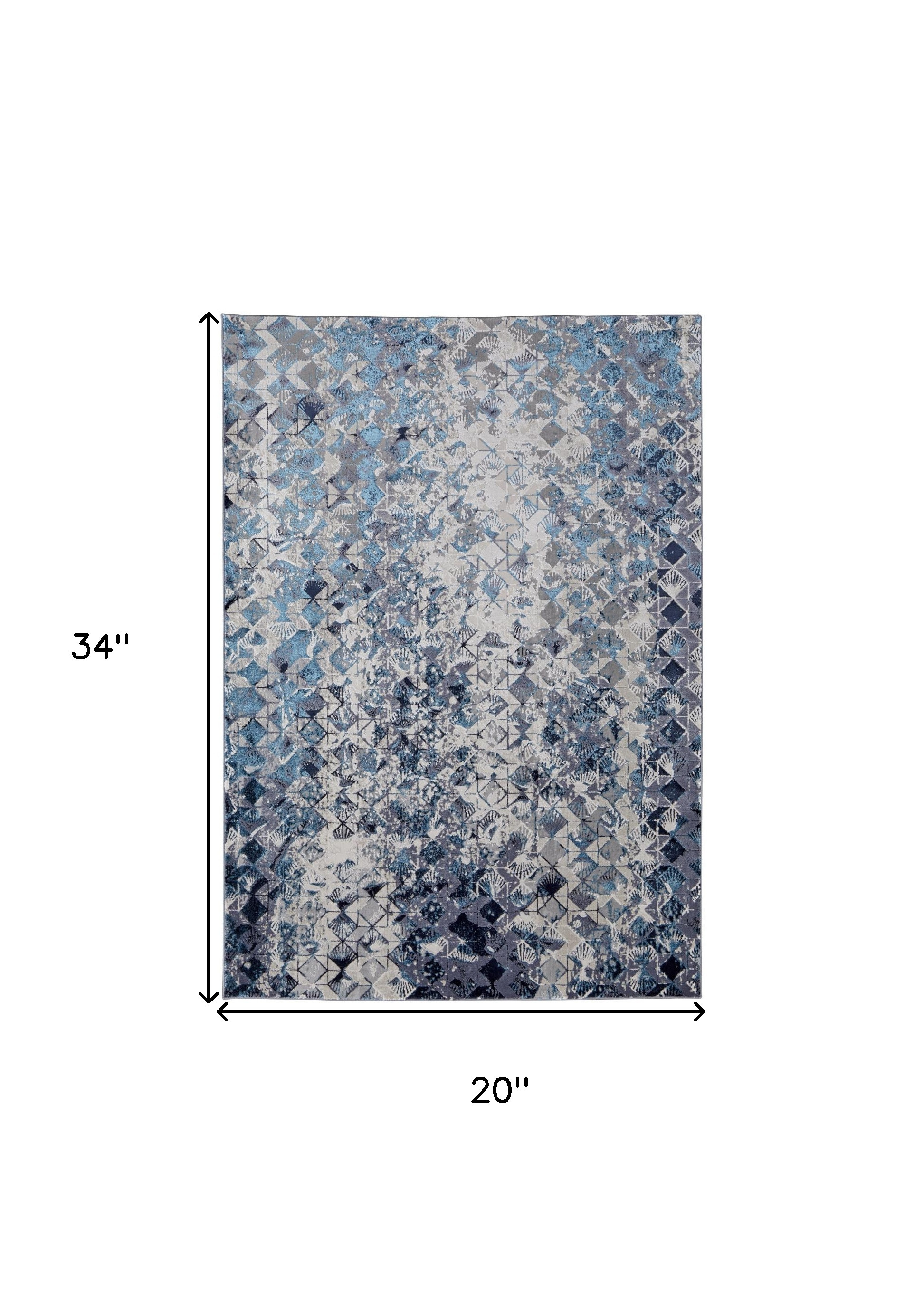 2" X 3" Blue and Ivory Abstract Power Loom Distressed Area Rug