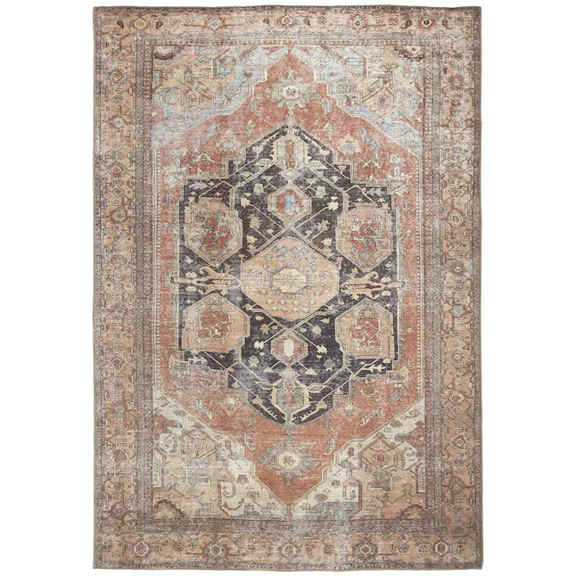 2" X 3" Orange Brown And Taupe Abstract Area Rug