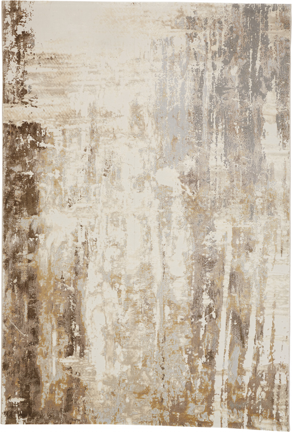 2 X 3 Tan Ivory And gray Abstract Area Rug