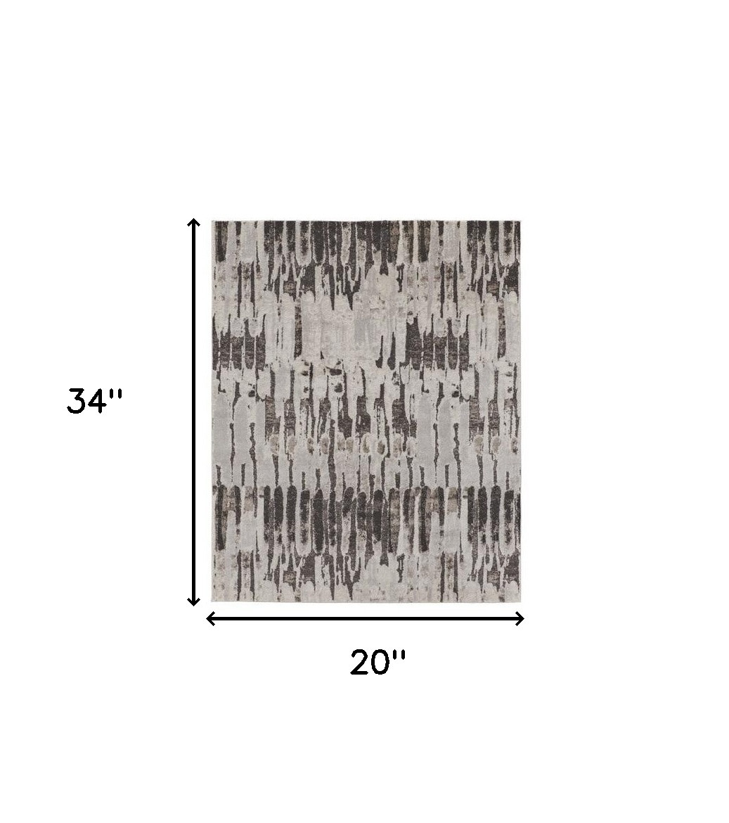 2" X 3" Gray and Ivory Abstract Power Loom Area Rug