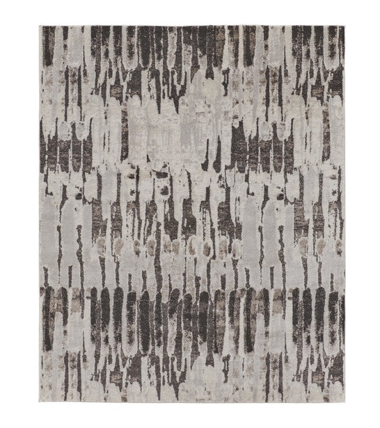 2" X 3" Gray and Ivory Abstract Power Loom Area Rug
