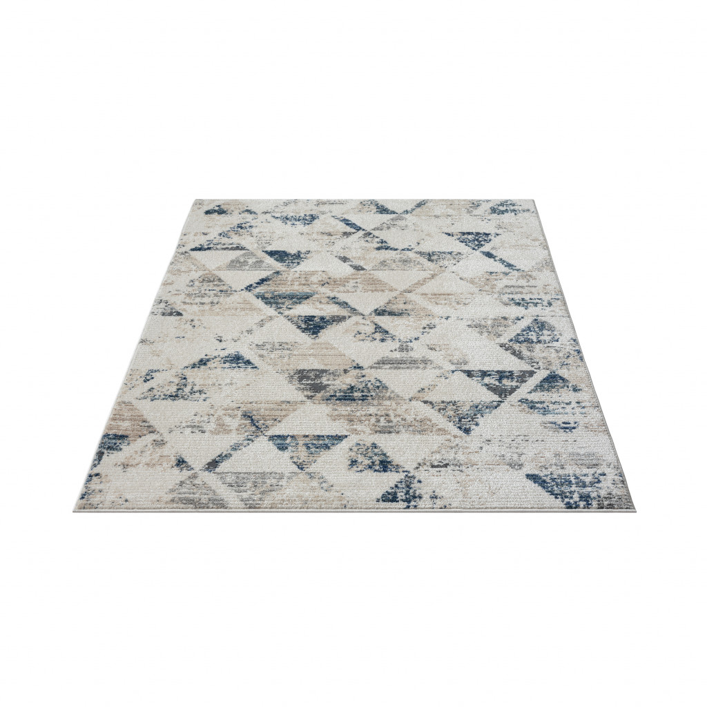 5" X 7" Ivory Geometric Area Rug