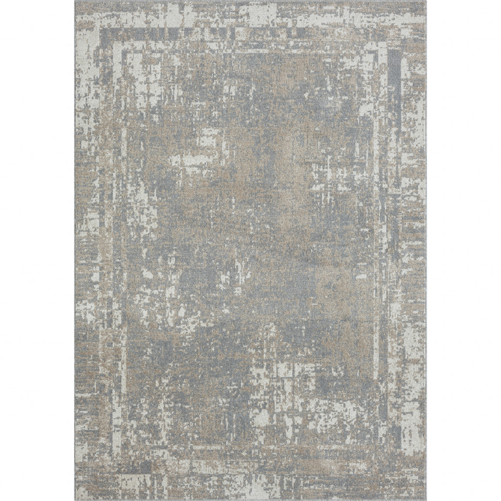 5" X 7" Gray Abstract Distressed Washable Area Rug