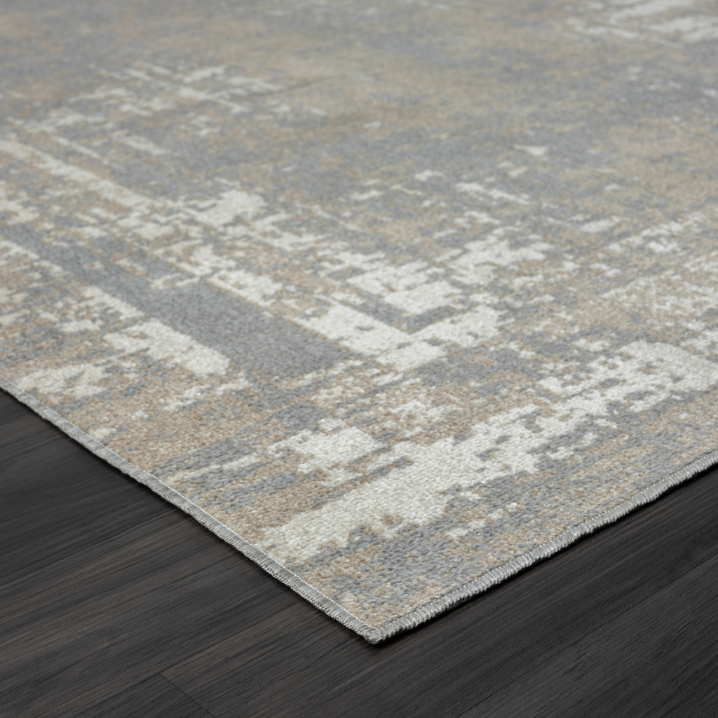 5" X 7" Gray Abstract Distressed Washable Area Rug