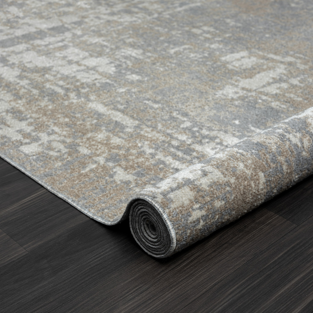 5" X 7" Gray Abstract Distressed Washable Area Rug