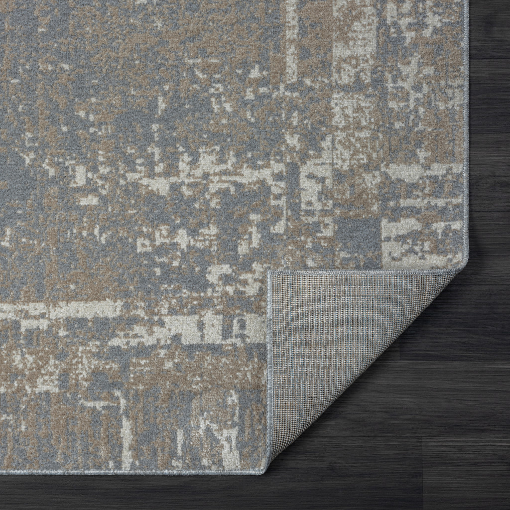 5" X 7" Gray Abstract Distressed Washable Area Rug